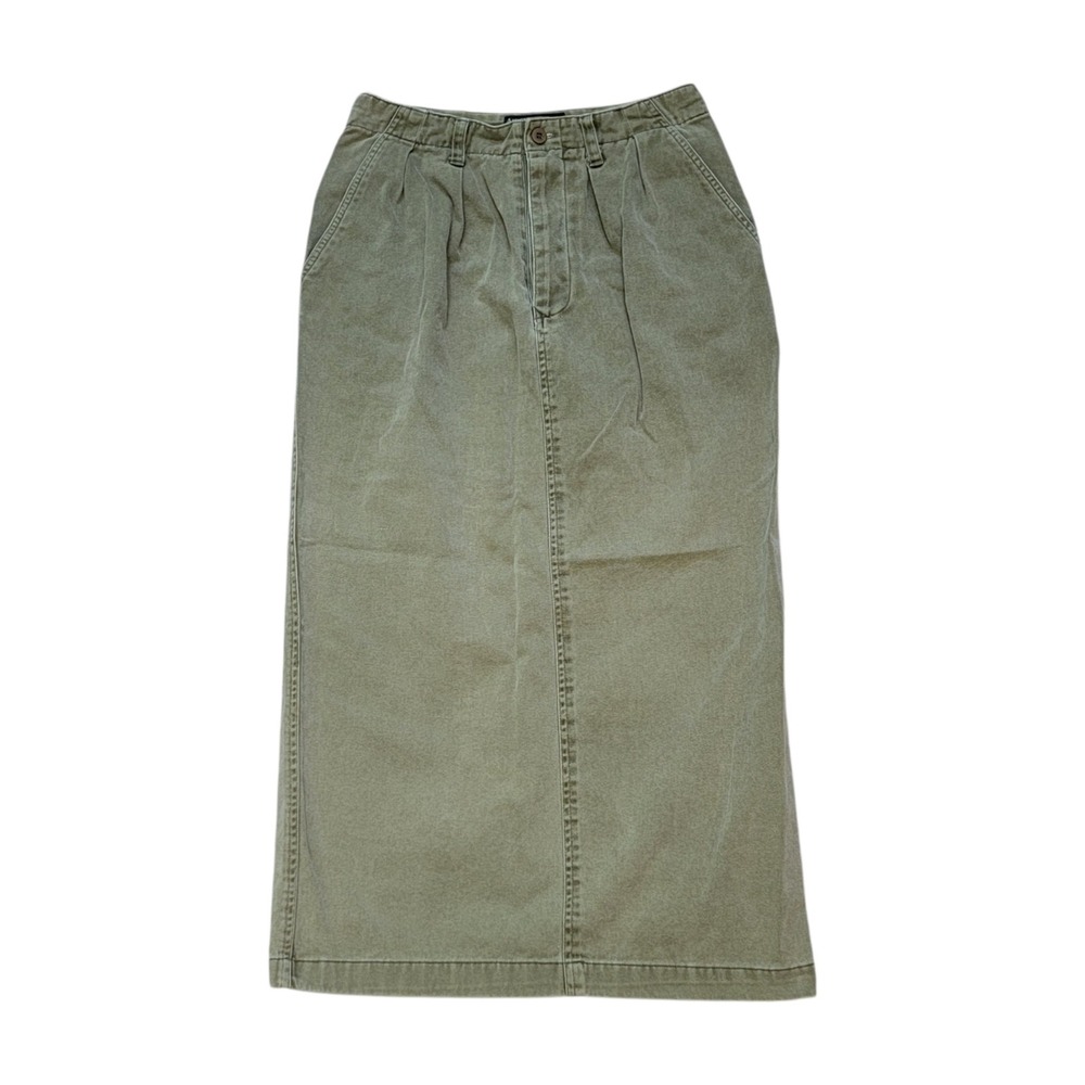 Vtg Abercrombie & Fitch Country Clothes Maxi Skirt Womens 8‎ Olive Green Cotton